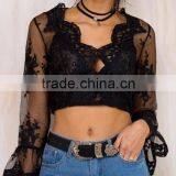 Runwaylover 115 Europe Style 2017 Women Sexy Deep V-Neck Lace Embroidery Crop Tops thumbnail-5