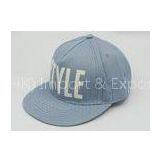 Large Printing Washed Cotton College Baseball Caps Flat Brim Blue thumbnail-1