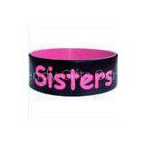 Wide Black Silicone Wristband Bracelet For Sisters Gift / Silicone Rubber Wristband thumbnail-1