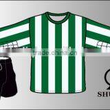 Green White Stripe Soccer Uniforms/customized Soccer Mens Tracksuit/ Wholesale Youth Football Uniforms