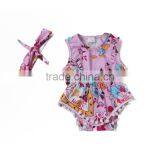 Beautiful Cute Printed Kids Little White Ball Tassels With Headband Cotton Funny Baby Romper thumbnail-1