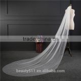 2017 hot sale tulle applique train lace cathedral wedding bridal veils Fashionable long Tulle beaded Wedding Bridal Veils