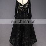 2017 Supplier Of Dress Long Sleeve Full Lace Front Short Back Long Black Prom Dress thumbnail-5