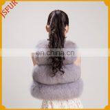 New Design Light Grey Real Silver Fox Fur Vest Women thumbnail-4