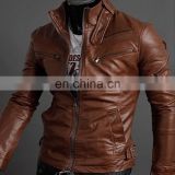 Brown Men's black leather padded jacket stock pakistan leather jacket
