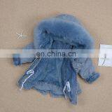 2020 Winter Children's Girls Fashion Warm Fur Denim Coat thumbnail-6