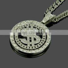Hip Hop Men Gold Silver Color Necklace Ice Out Crystal Miami Rotatable Dollar Sign Rock Pendant Bling Rapper Jewelry For Men thumbnail-5