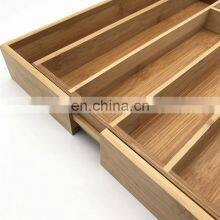 Expandable Bamboo Cutlery Drawer Organizer Tray Kitchen Silverware Utensil Holder thumbnail-5