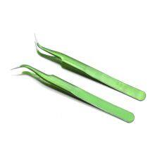 Green Precision Titanium Alloy Straight Pointed Curved Nose Tweezers Electronic Parts Stainless Steel Anti-static Clip Cute Sticker thumbnail-2