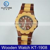 2015 high quality stainless steel back wooden watch