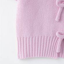 2025 Spring and Summer New European Style Ladies Fashion Sweet Fresh Bow Decoration Knitted Short Sleeve thumbnail-5