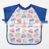 Japanese wholesale high quality new baby products useful short sleeve kids bib apron for meal with pocket waterproof EVA film