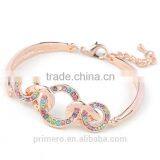 Fashion Jewelry 18K Rose Gold Filled Clear Unique Circle Austrian Crystal Bangle Bracelet thumbnail-3