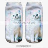 Fashion Pastel Cat Wear High Quality 3d Digital Full Print Colorful Ankle Socks Sports Unisex Custom Hot Sale Stretch Spandex thumbnail-2