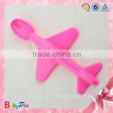 2015 Blue And Pink Airplane Shape Plastic Baby Spoon thumbnail-2