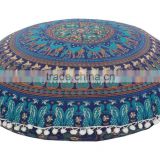 Indian Large Mandala Floor Cushion Cover Decorative Throw Pillows Pom Pom Outdoor Cushions Roundie Boho Pillow Shams