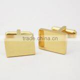 316L Stainless Steel Gold Rectangle Cufflink Custom Engrave Logo Gold Cufflinks thumbnail-4