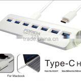 Type-C USB 3.1 Hubs ,Alumnium USB C 3.0 7 Ports Tender Hub With LEDS Indicator