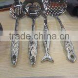 2015 New Beauty-fish Style 6pcs Stainless Steel Kitchenware Tools With Gold Plated