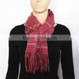 Pink Checked Wool Scarf thumbnail-3