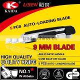 Plastic With Rubber Grip Handle 5pcs 9mm Blade Auto Lock Cutter Knife thumbnail-1