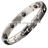 Noproblem D010 FDA germanium tourmaline stainless steel magnetic health charm fashion zircon bracelet