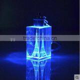LED Crystal Keychain With Eiffel Tower for Promotion Gifts 2015.3D Laser Crystal Keychain