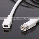 Mini Displayport Male to Female Cable White Color 1.5m