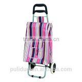 Straight 2 Wheeled Folding Supermarket Shopping Cart Bag With Cooler Pocket thumbnail-2