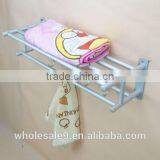 TOWEL RACK SHELF PREMIUM ALUMINUM SILVER FOLDED BATH WITH 5 HOOKS SHELF WASHCLOTH HOLDER thumbnail-5