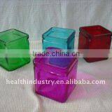 Painted Square Glass Candle Holder ( HLTH2239 ) thumbnail-1