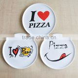 10"Round Shape Ceramic Pizza Plate with Customized Designs
