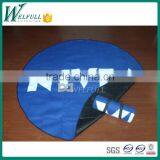 blue colored round form beach blanket, outdoor mat