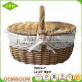 Custom Cheap Hand Woven Wicker Empty Picnic Basket Wholesale thumbnail-2