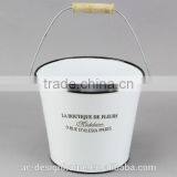 ROUND ENAMEL IRON STORAGE W/HANDLE thumbnail-1