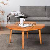 Furniture Coffee Table Vintage Style Circle Shape Combination Solid Teak Wood Natural Color thumbnail-1