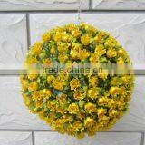 Plastic Artificial Flower Ball 30CM Yellow Rose Ball thumbnail-1