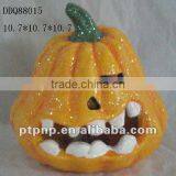 Halloween Ceramic Pumkin Skull With LED Light thumbnail-1