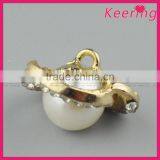 Decorative Fashionable Alloy Gold Rhinestone Pearl Button WBK-1487 thumbnail-3