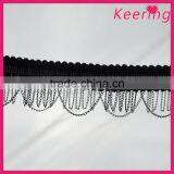 wholesale fashion handmade black tape metal chain trim tassel fringe WTPE-012