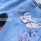 Floral Embroidery Girls Denim Trousers thumbnail-4