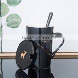 2017 Hot Sell 420 ML Ceramic Tea Cup Coffee Cup Mug Cup With Lid And Spoon thumbnail-5