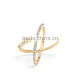 New fashion 925 sterling silver X ring gold rose gold silver ring zircon stones