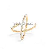 New Fashion 925 Sterling Silver X Ring Gold Rose Gold Silver Ring Zircon Stones thumbnail-1