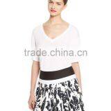 Custom Deep Wide Neck Blank T-shirt for Lady thumbnail-1