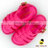 Children Summer Plain Dark Pink Soft Silicone Gladiator Little Girl Flattie Snadals Shoes thumbnail-2