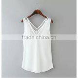 2016 Summer Style Hollow Out Sleeveless Design Tank Top for Women Chiffon Tank Tops thumbnail-4