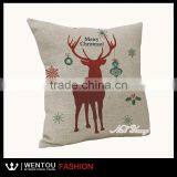 Reindeer Burlap Christmas Pillow Cover thumbnail-3