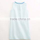 Kids Little Girls 100% Cotton One Piece Oxford Stripe Embroidered Casual Dress Trendy 2015 Summer thumbnail-2