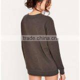 Black Long Sleeve Wholesale Cheap Price Crewneck Women Sweatshirt thumbnail-3